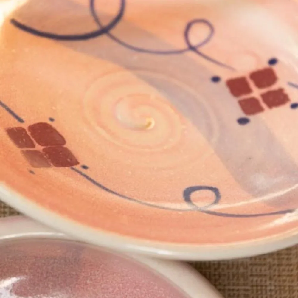 Serving Plate with Bamboo Handle and Matching Bowl